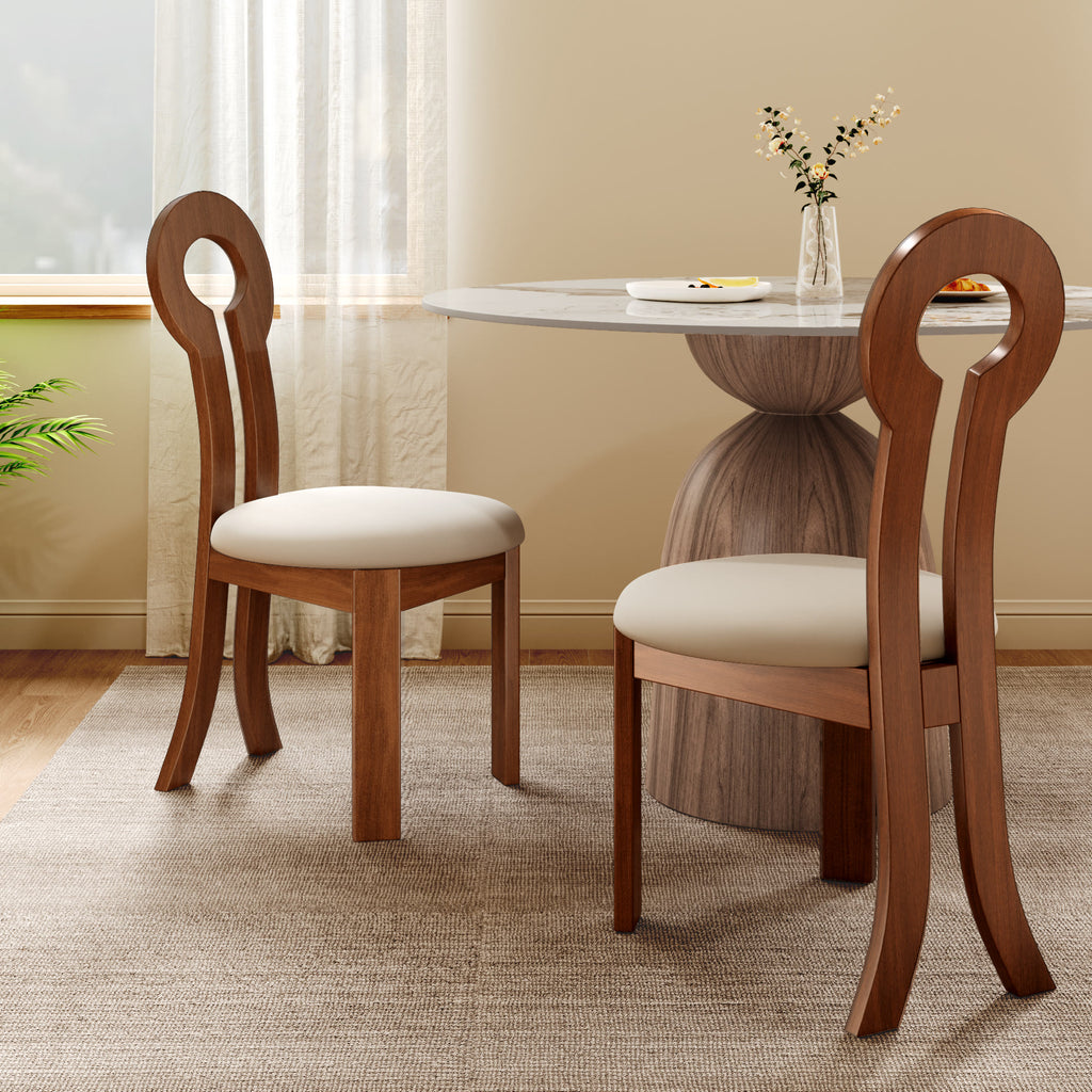 2x/4x/6x Key-shaped Solid Wood Dining Chairs - Walnut - 6xChairs - image 0