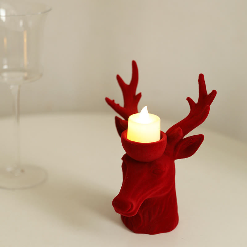 Flocking Deer Head Decorative Candlestick Oranment - image 2