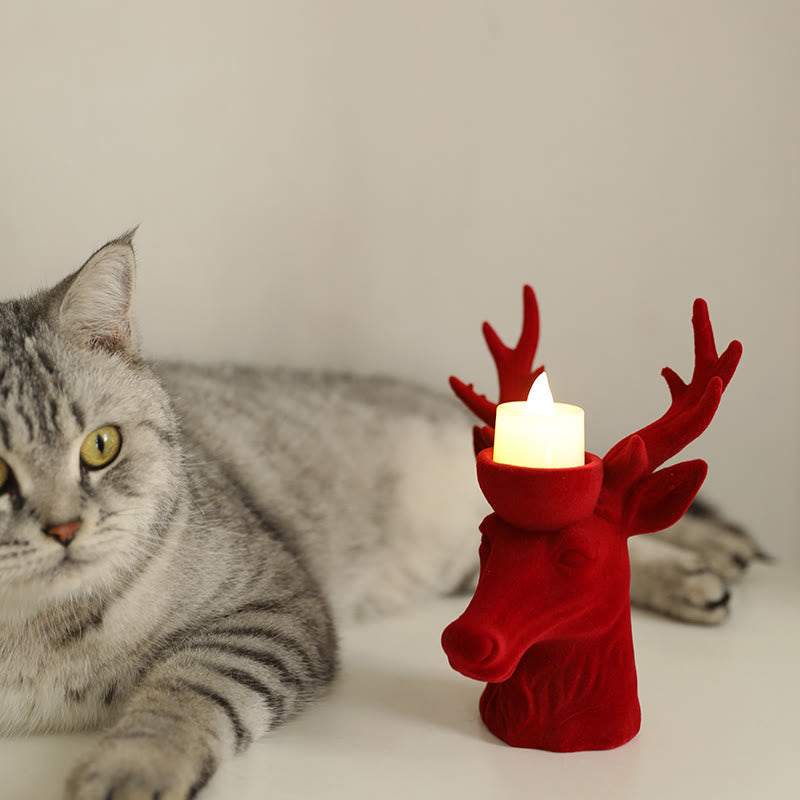 Flocking Deer Head Decorative Candlestick  Ornament - image 3