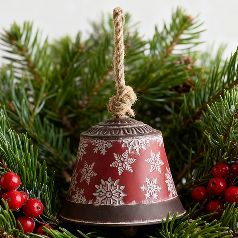 Red Snowflake Bell Decorative Ornament - image 3