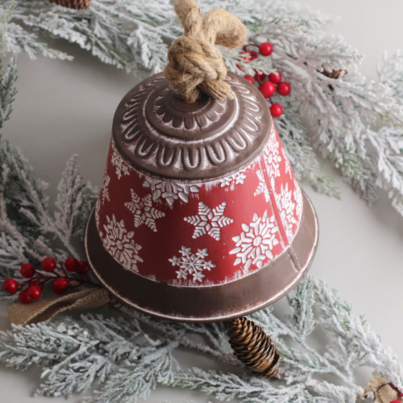 Red Snowflake Bell Decorative Ornament - image 4