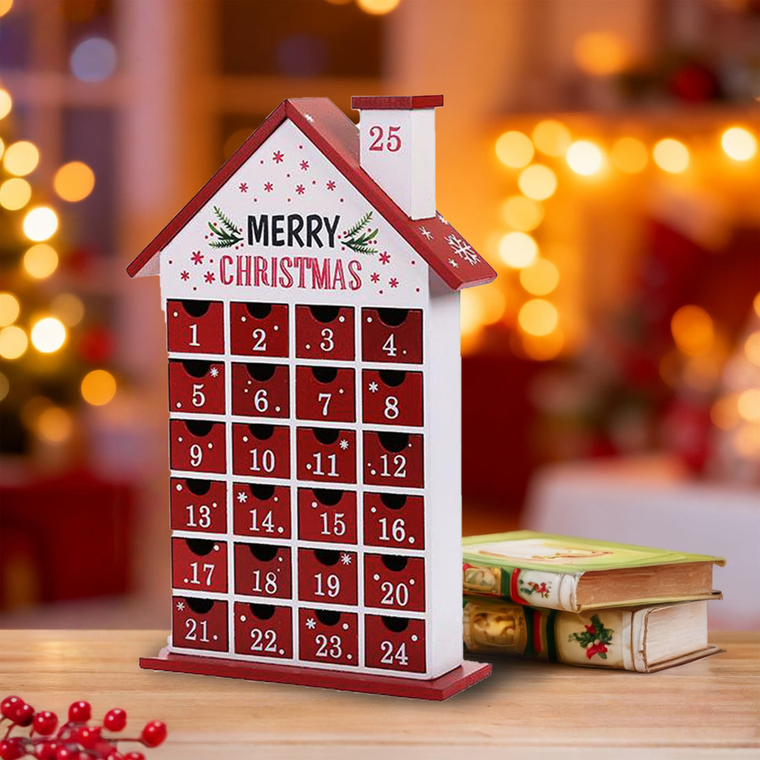 Chimney-themed Christmas Advent Calendar Ornament - Red - image 0