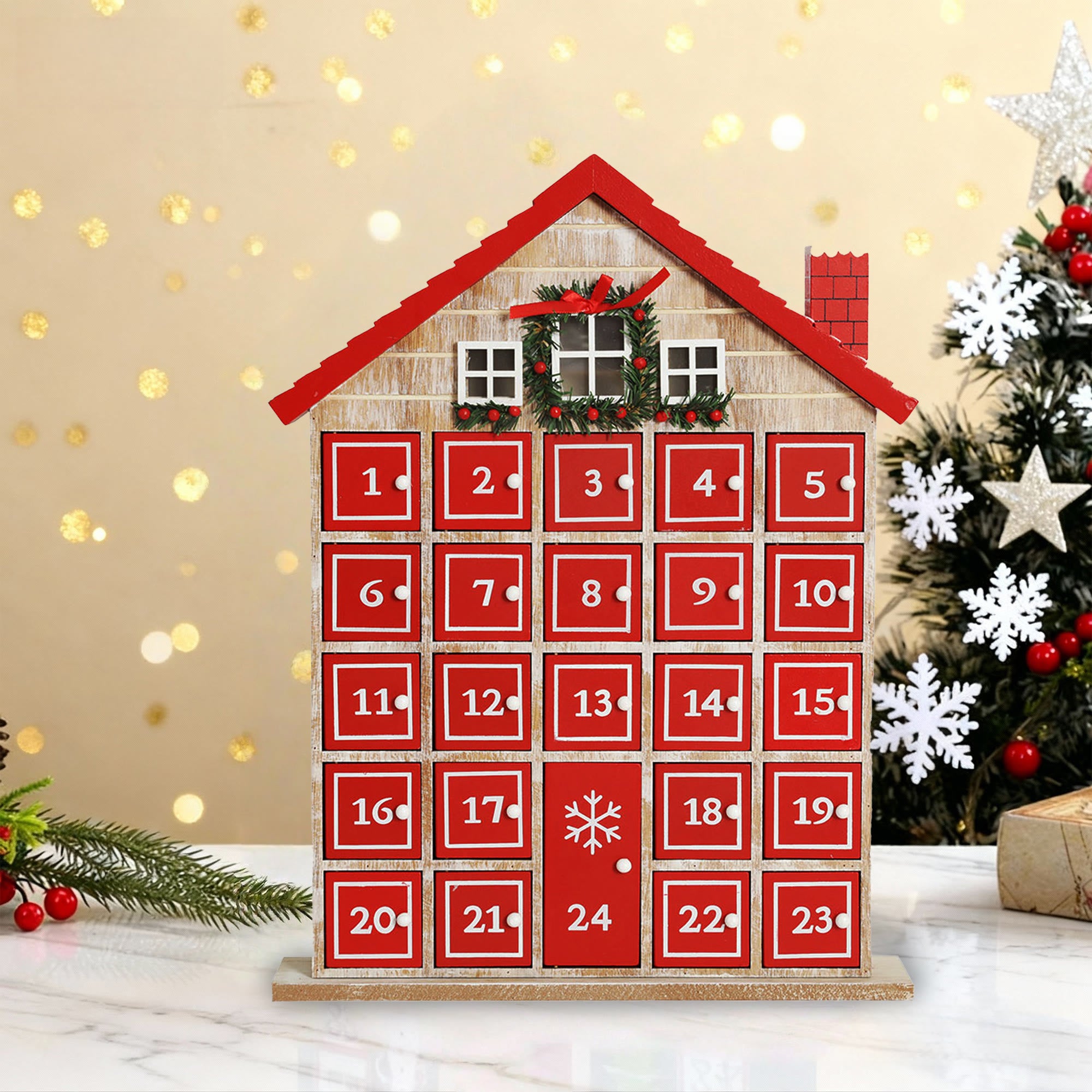 Christmas-themed 3d Cottage Advent Calendar Ornament - image 1