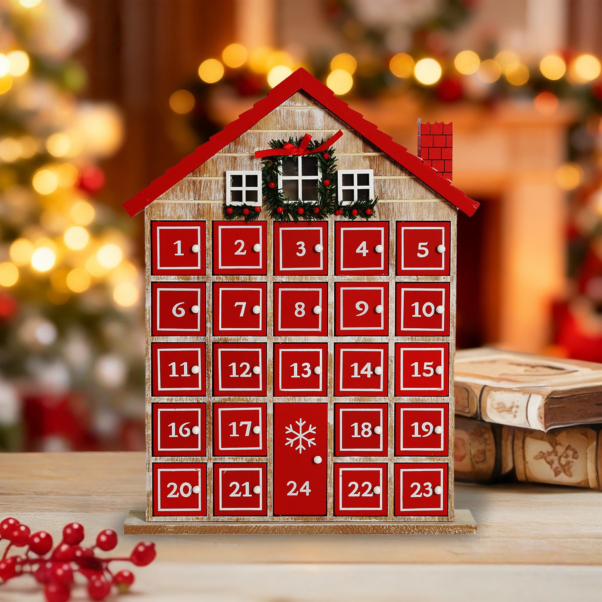 Christmas-themed 3d Cottage Advent Calendar Ornament - image 2