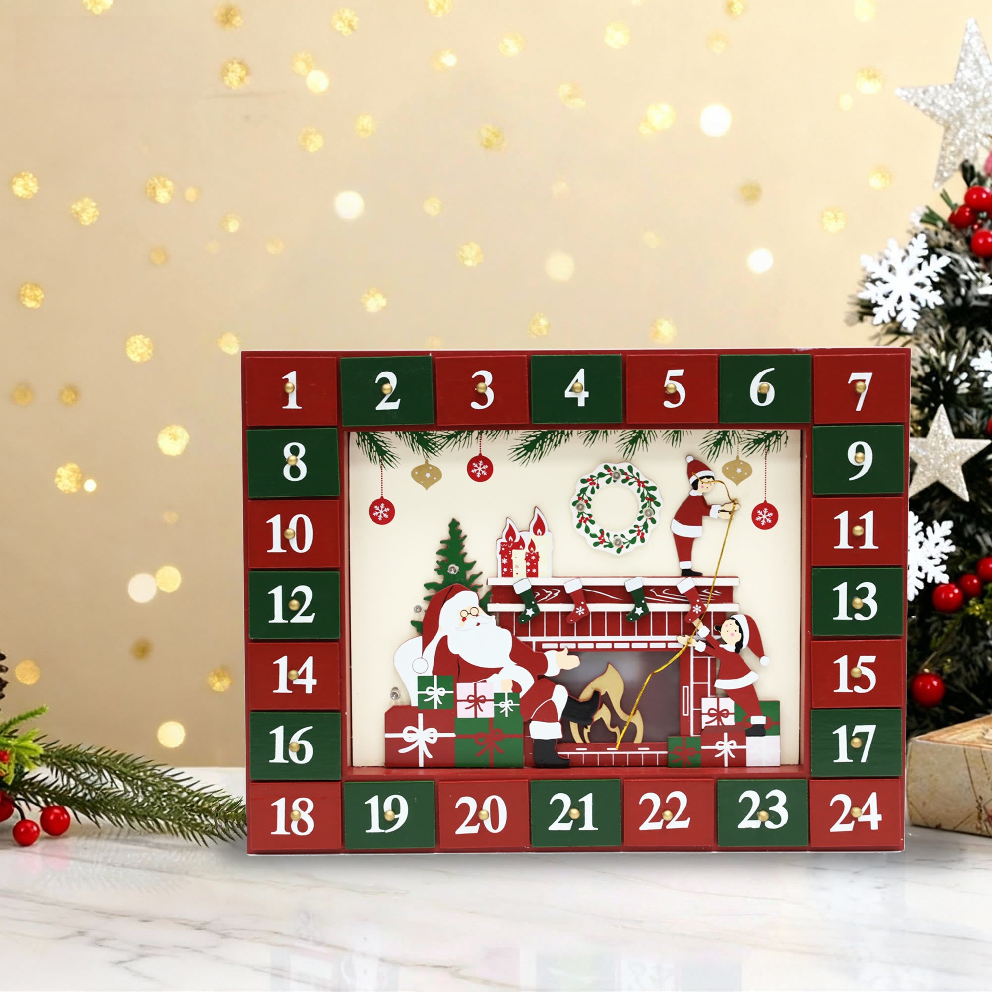 Advent Calendar Gift Box With Santa Claus Pattern - image 1