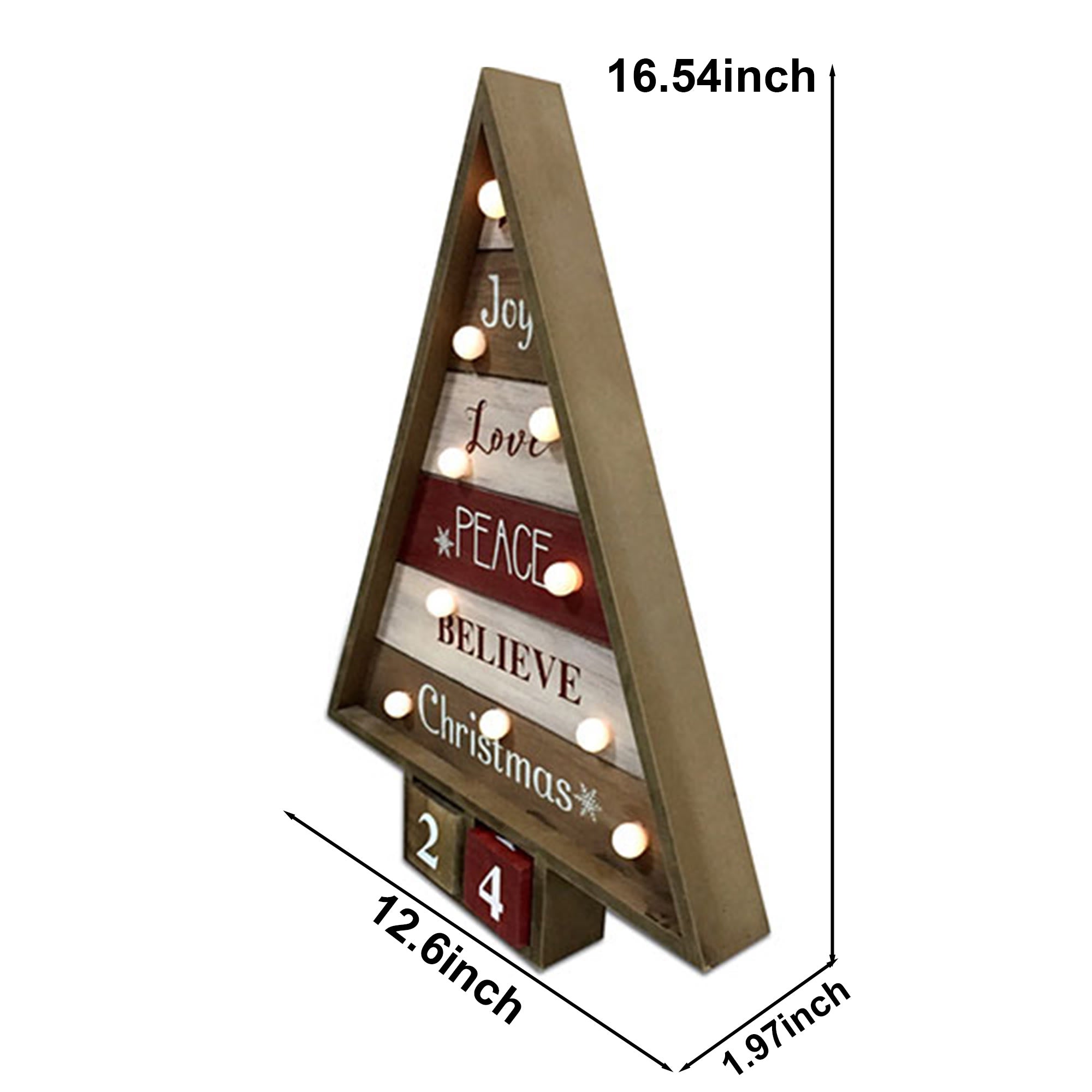 Christmas Wooden Tree Calendar Ornament With Lights - image 8