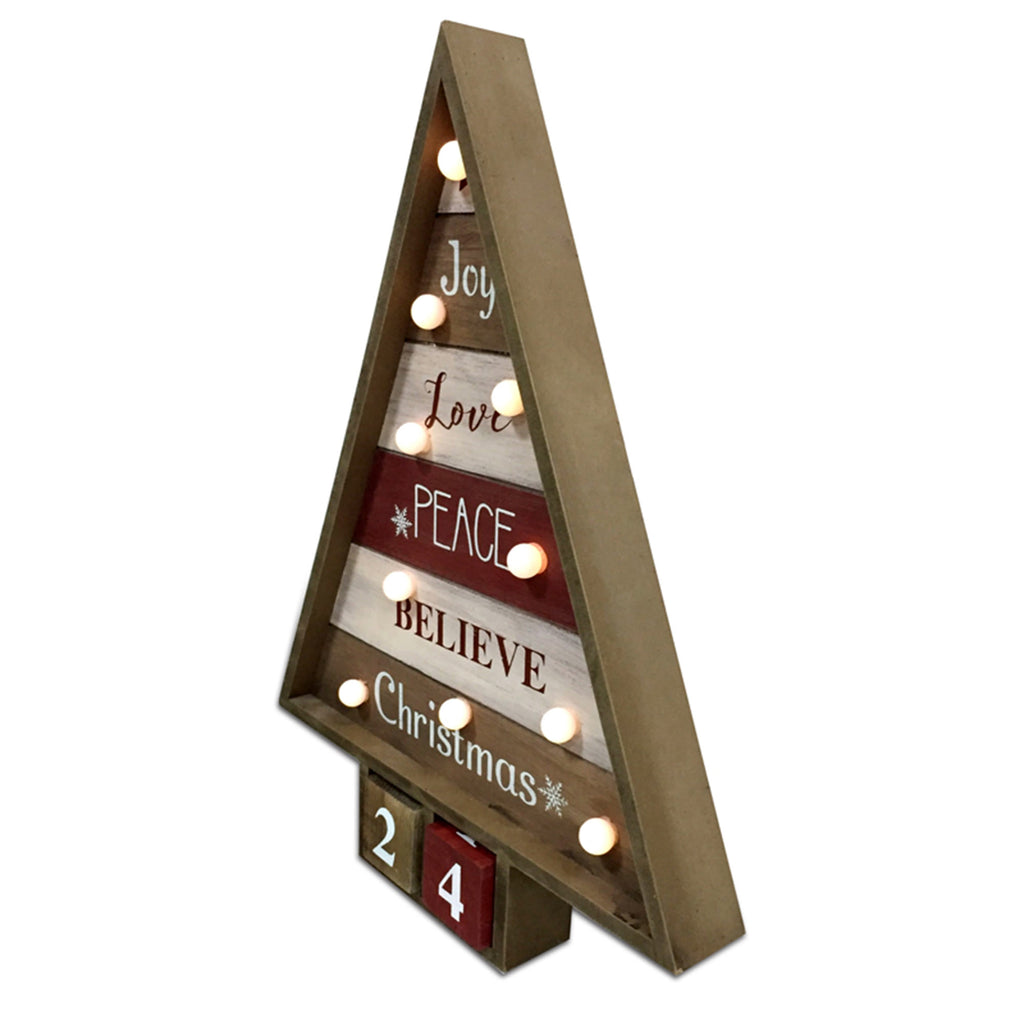 Christmas Wooden Tree Calendar Ornament With Lights - image 7