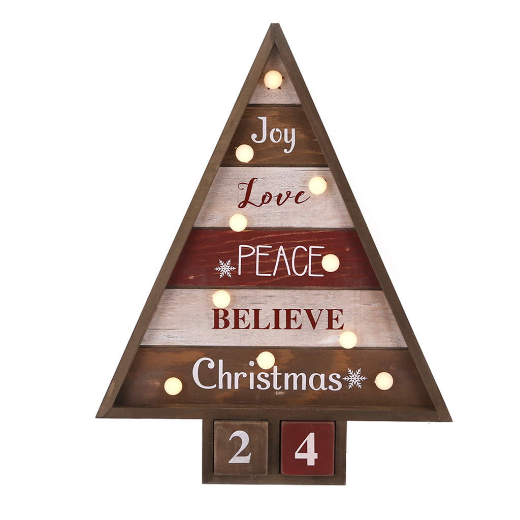 Christmas Wooden Tree Calendar Ornament With Lights - image 4