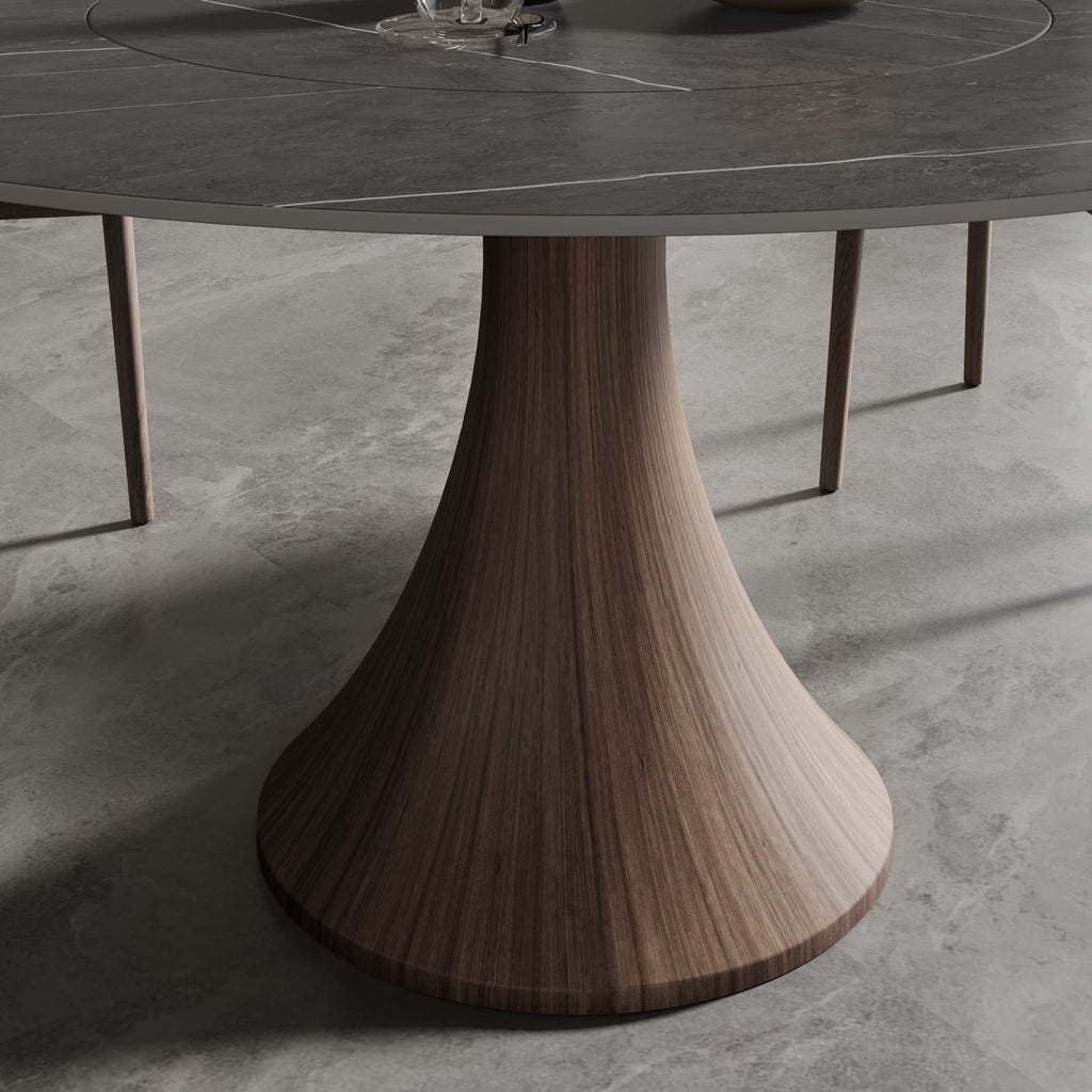Built-in Lazy Susan Dining Table With Wood Base - image 8