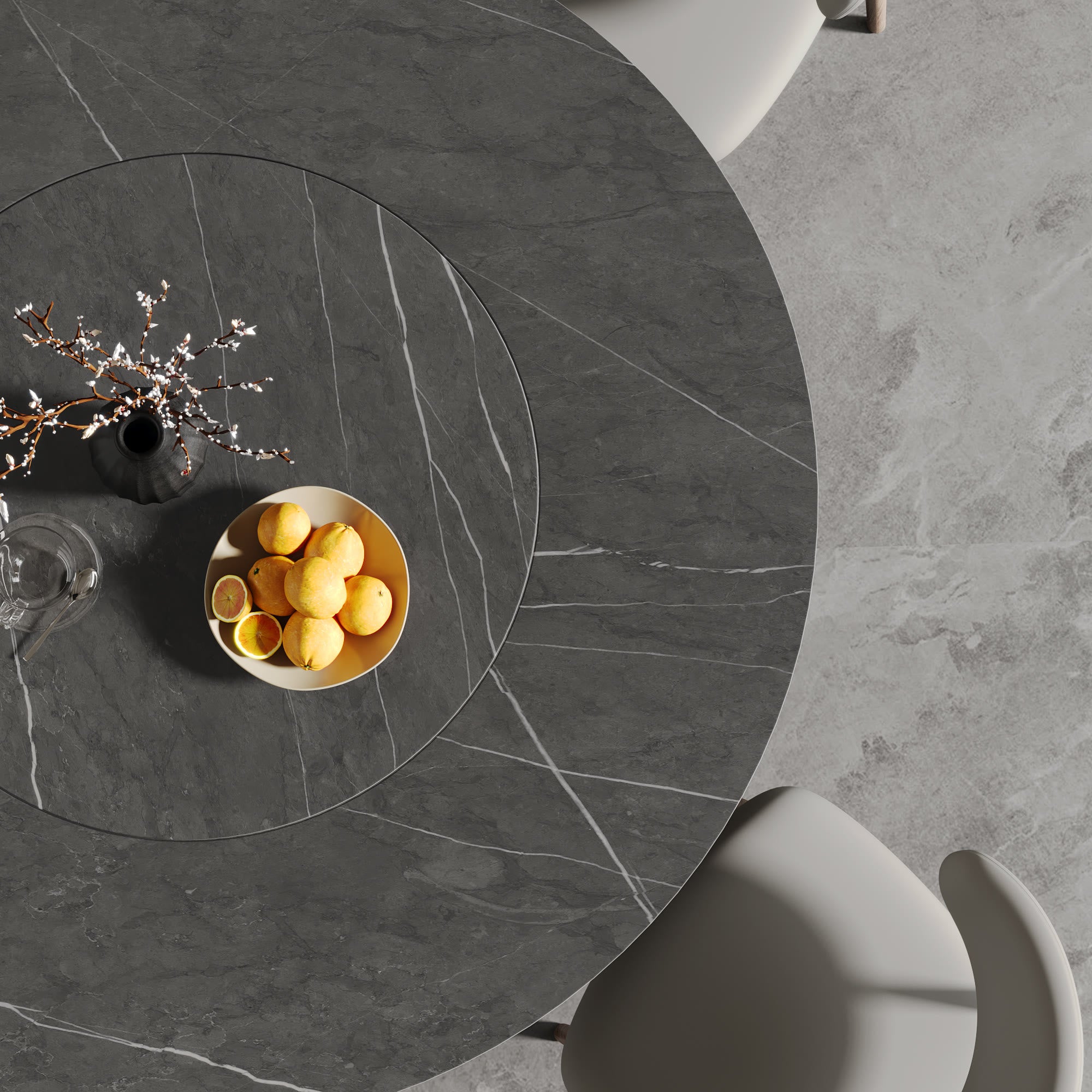 Built-in Lazy Susan Dining Table With Wood Base - image 10