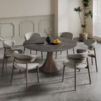 Built-in Lazy Susan Dining Table With Wood Base - 59" Dark Grey - image 6
