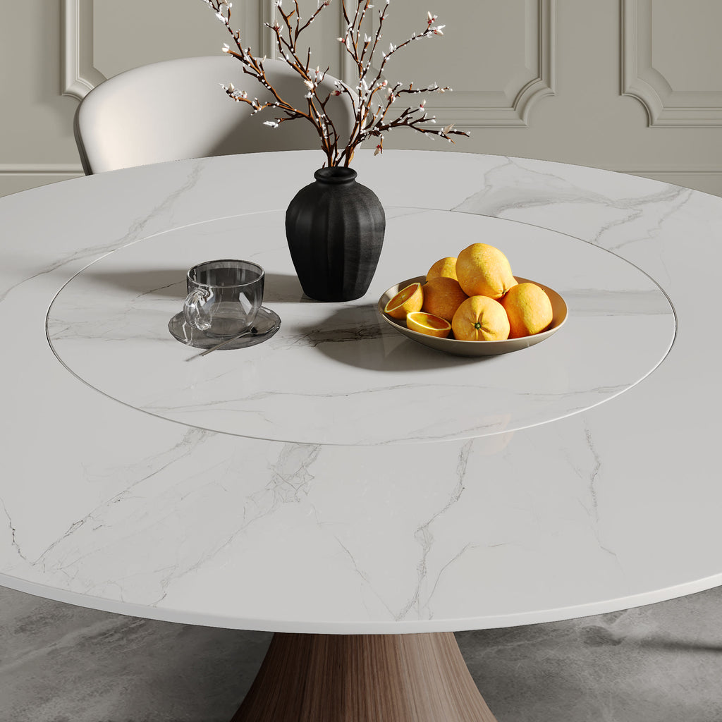 Built-in Lazy Susan Dining Table With Wood Base - image 14