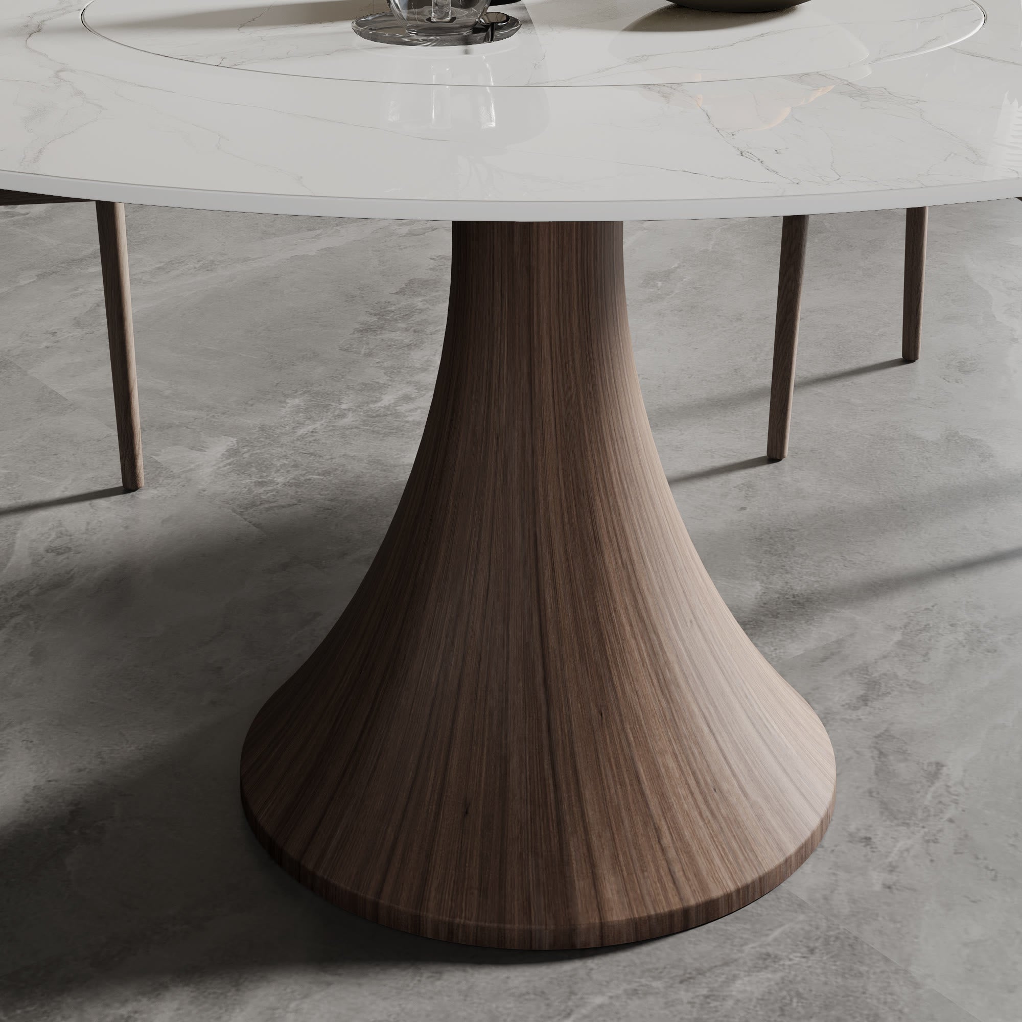 Built-in Lazy Susan Dining Table With Wood Base - image 13