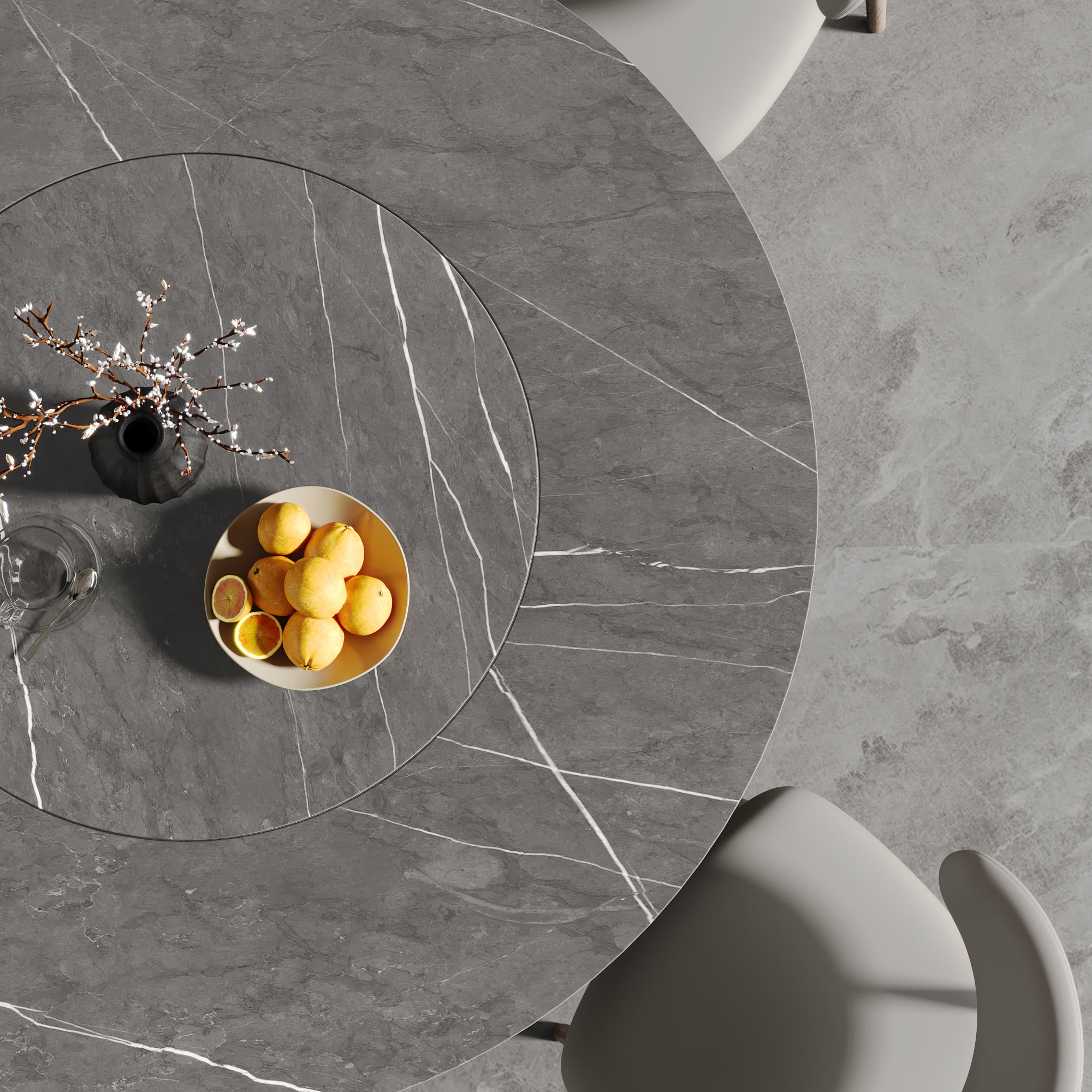 Flower-shaped Base Dining Table With Built-in Lazy Susan - image 4