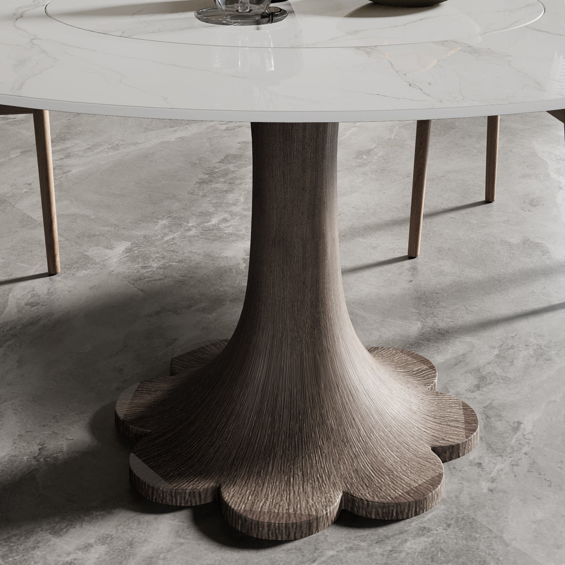 Flower-shaped Base Dining Table With Built-in Lazy Susan - image 12