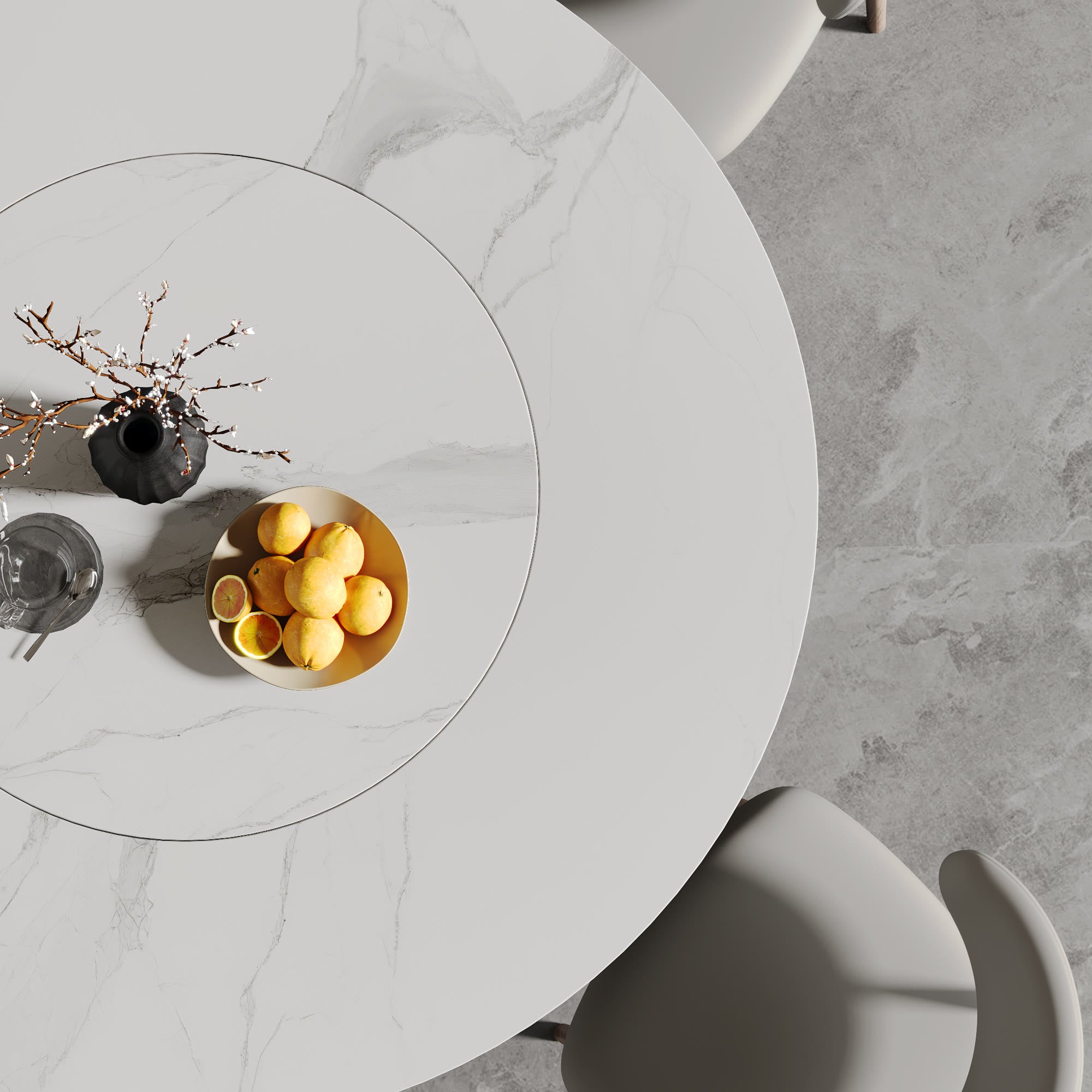 Flower-shaped Base Dining Table With Built-in Lazy Susan - image 13