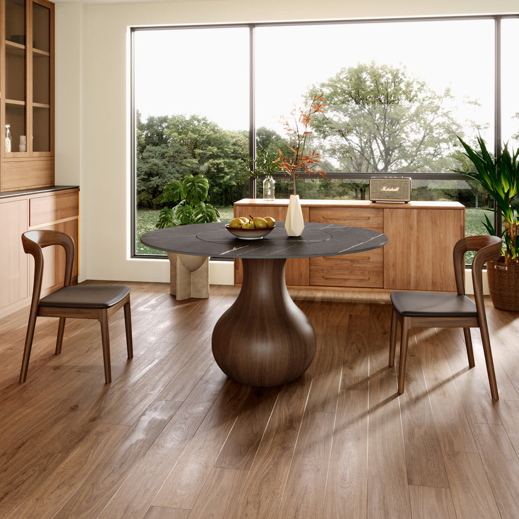 Hourglass-shaped Base Dining Table With Built-in Lazy Susan - image 8