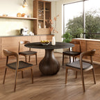 Hourglass-shaped Base Dining Table With Built-in Lazy Susan - 59" Dark Grey - image 7
