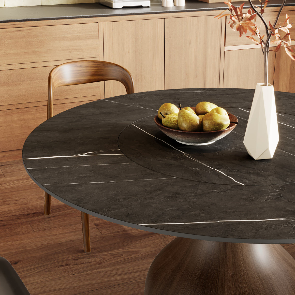 Hourglass-shaped Base Dining Table With Built-in Lazy Susan - image 11