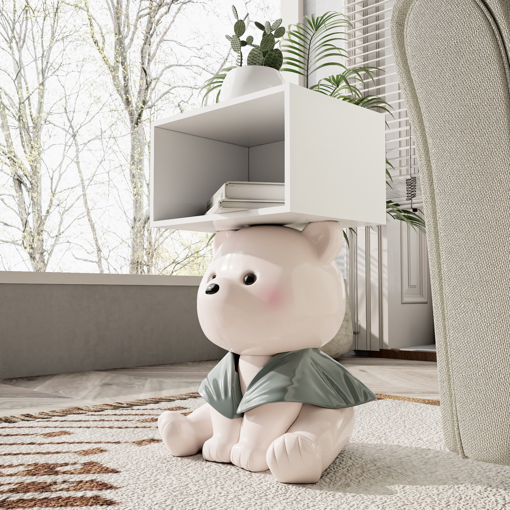 Charming Bear Side Table With Box Storage - image 1