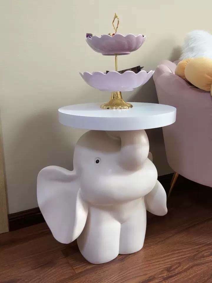 Elephant Base Side Table With Tray - image 13