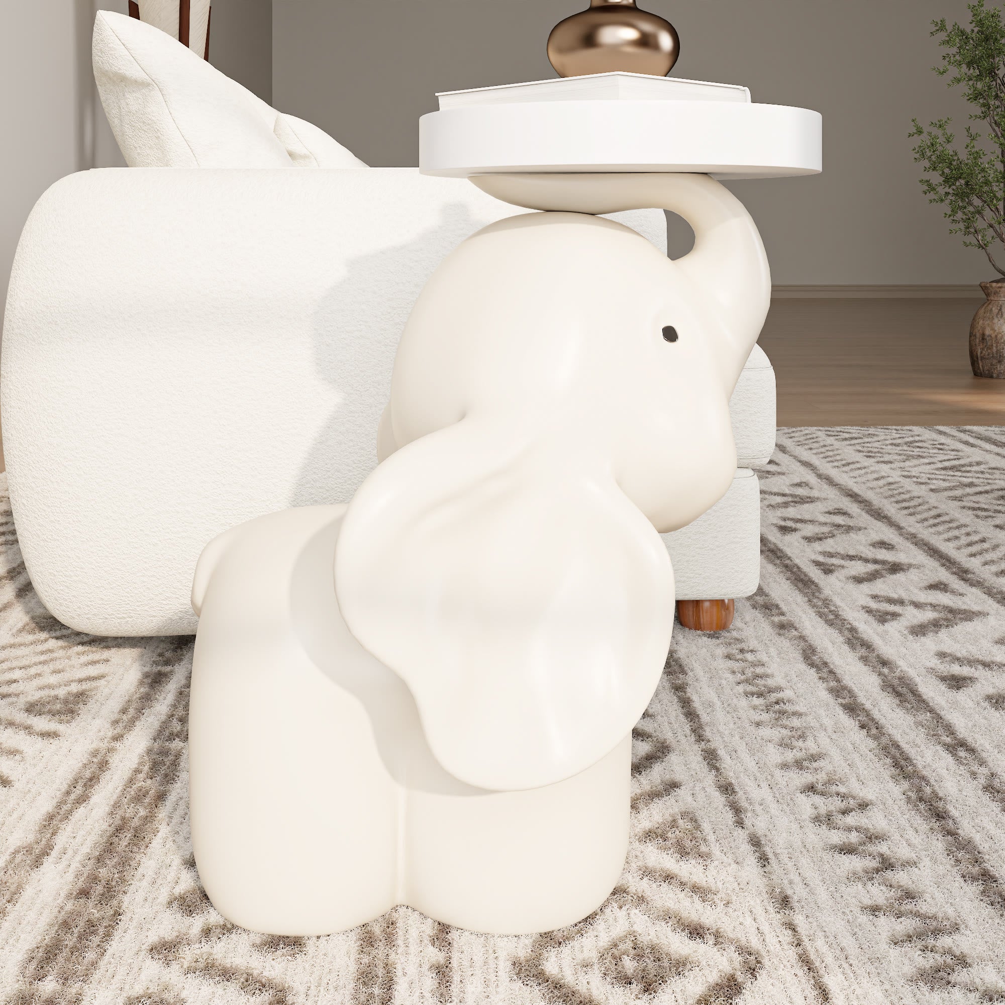 Elephant Base Side Table With Tray - image 9
