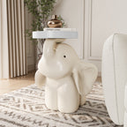 Elephant Base Side Table With Tray - Beige - image 6