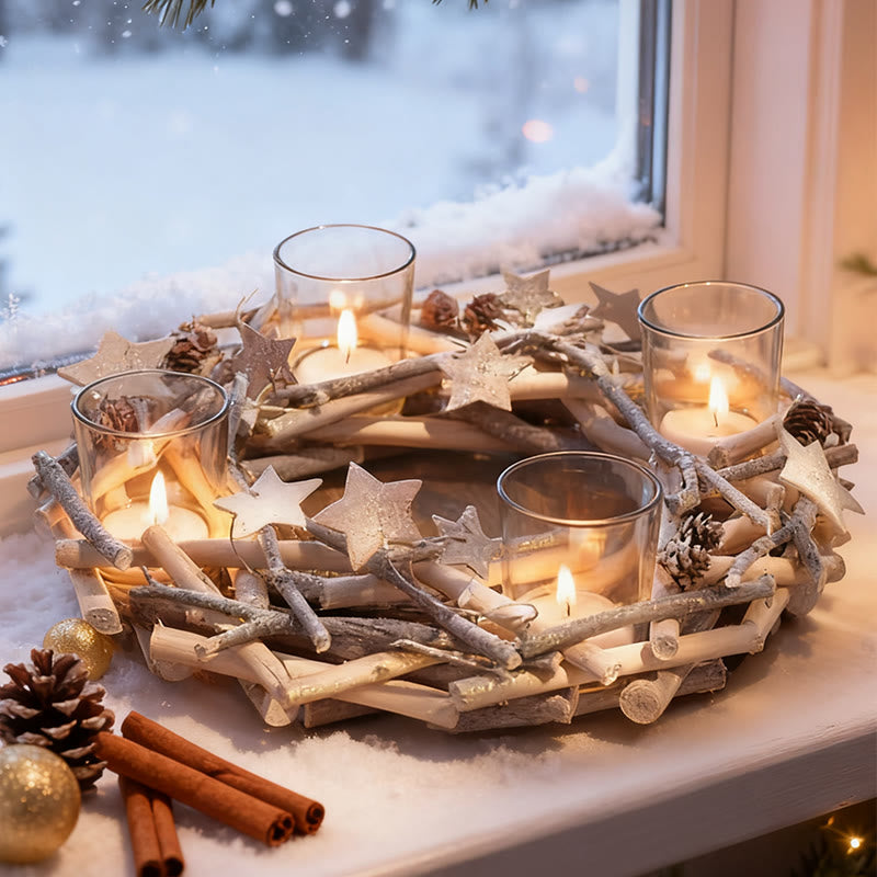 Dreamy Wreath Glass Candle Holder - image 1