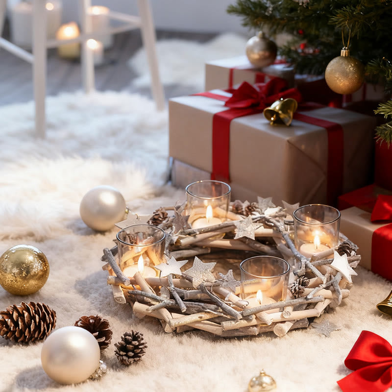 Dreamy Wreath Glass Candle Holder - Brown - image 0