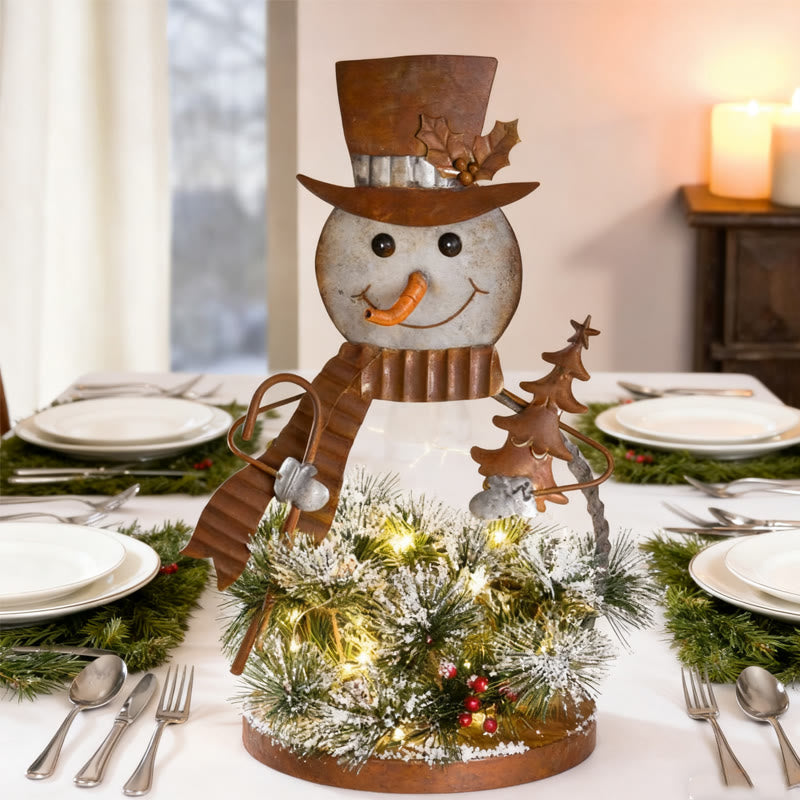 Glowing Vine Snowman Decorative Ornament - Brown - image 0