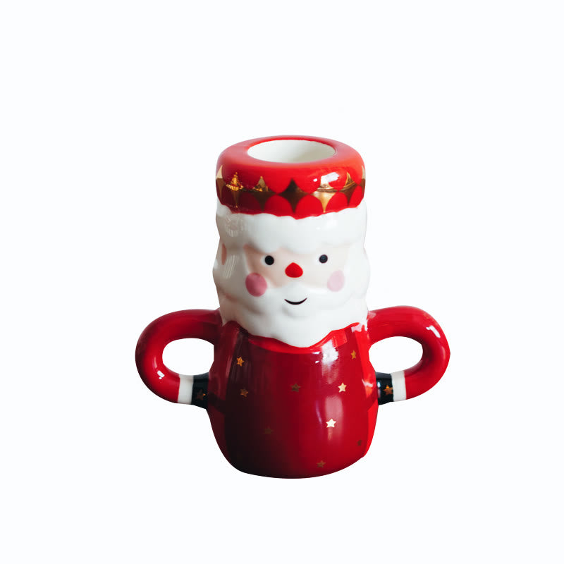 Santa Claus-shaped Hand-painted Ceramic Candle Holder - image 3
