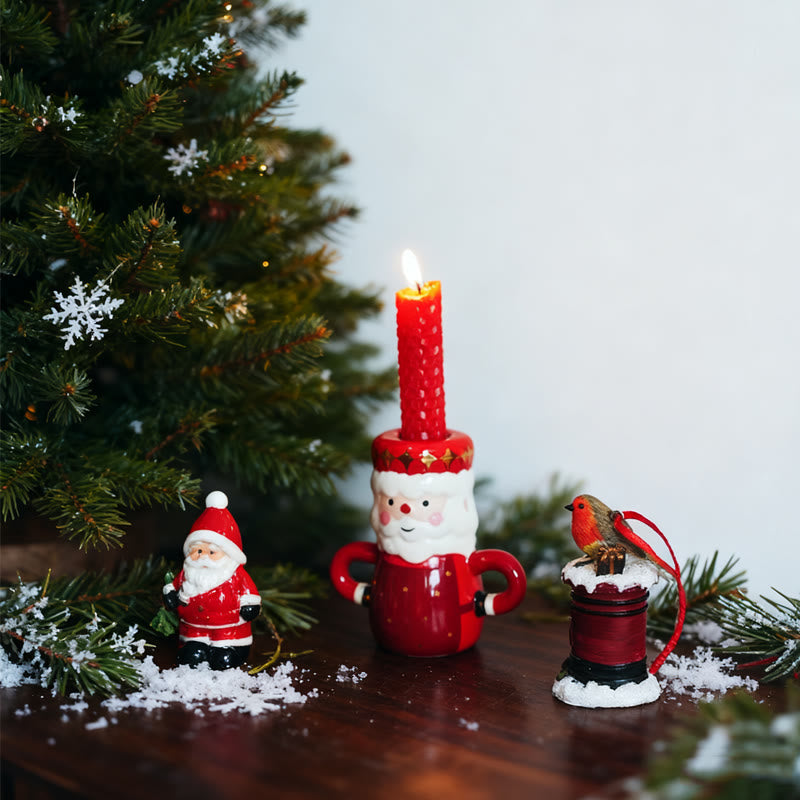 Santa Claus-shaped Hand-painted Ceramic Candle Holder - image 2