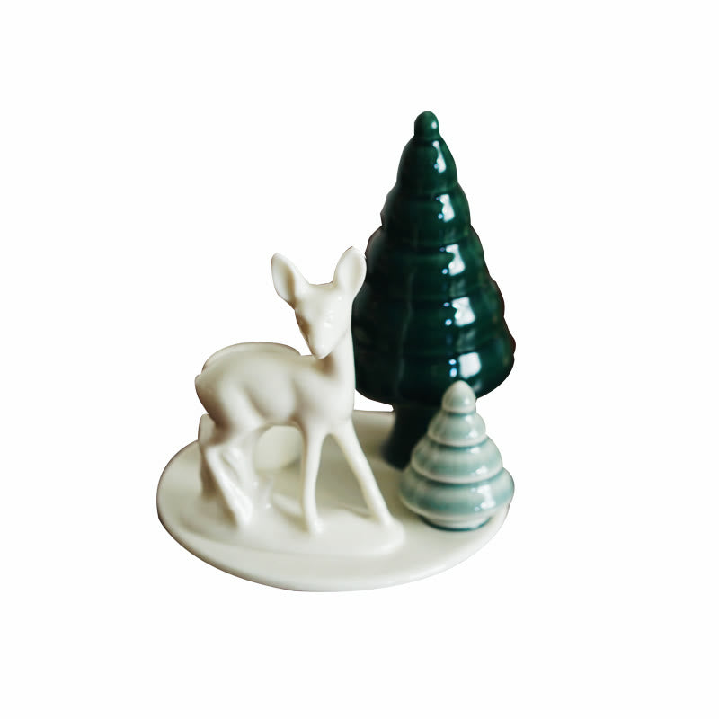 Decorative Candle Holder With Christmas Tree And Reindee - image 3