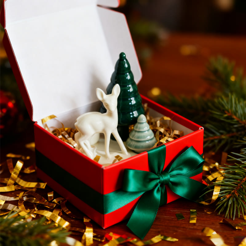 Decorative Candle Holder With Christmas Tree And Reindee - image 1