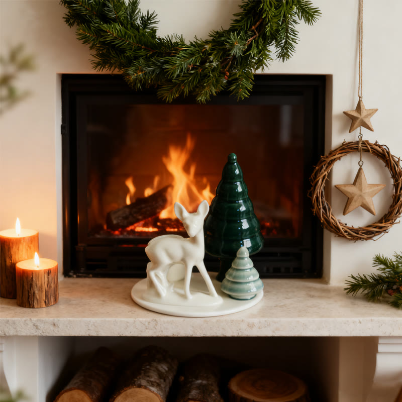Decorative Candle Holder With Christmas Tree And Reindee - image 2