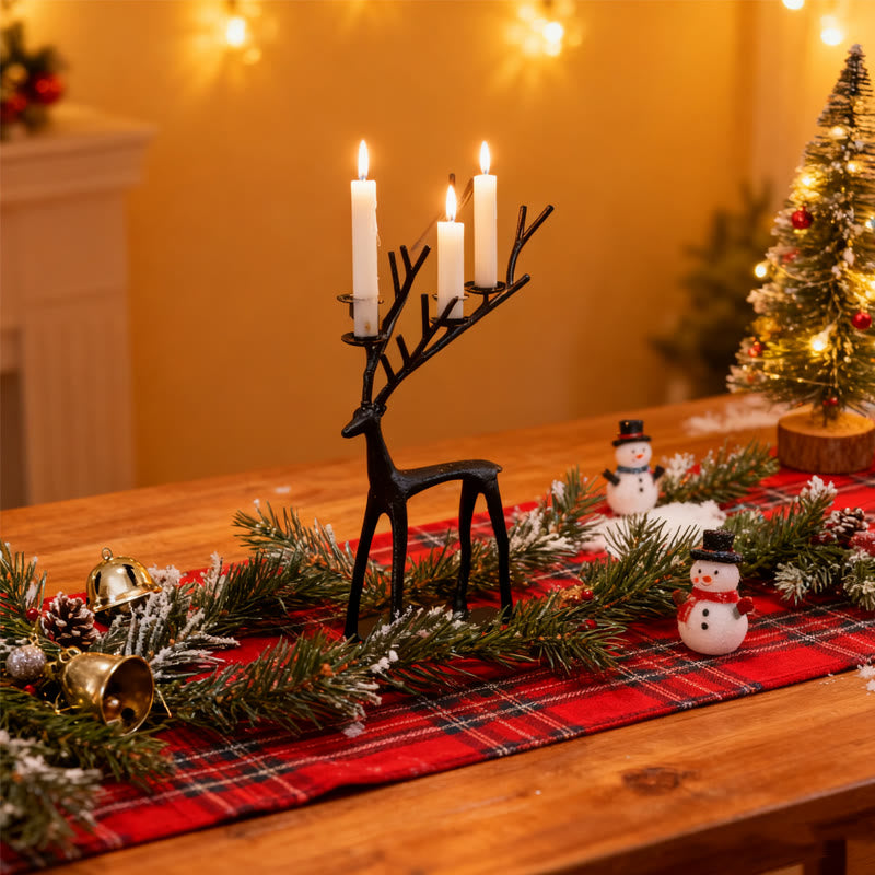 Vintage Black Reindeer Candle Holder - image 1