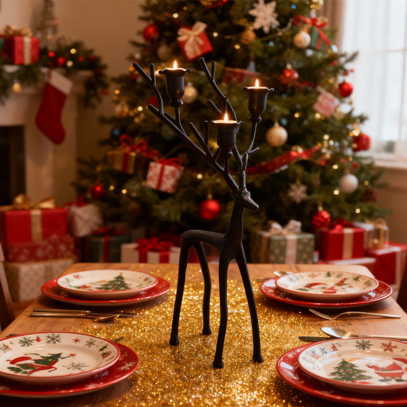 Vintage Black Reindeer Candle Holder - image 2