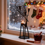 Vintage Black Reindeer Candle Holder - Black - image 0