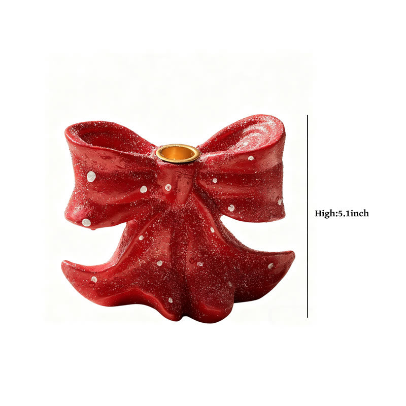 Polka Dot Ribbon Bow Christmas Candle Holder - image 4