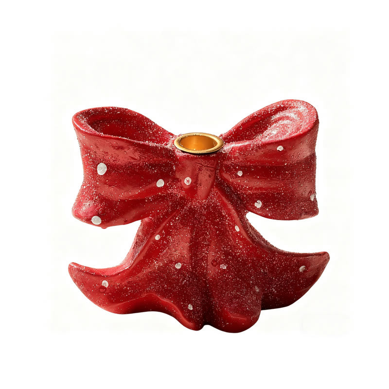 Polka Dot Ribbon Bow Christmas Candle Holder - image 3
