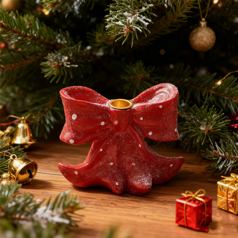 Polka Dot Ribbon Bow Christmas Candle Holder - image 2