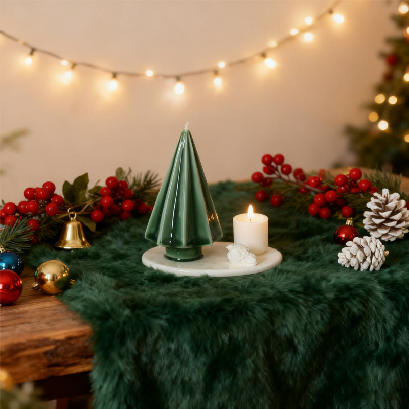 Christmas Pine Tree-shaped Ceramic Candle Holder - image 1