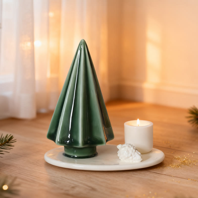 Christmas Pine Tree-shaped Ceramic Candle Holder - image 2
