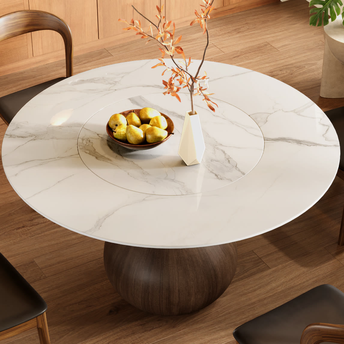Hourglass-shaped Base Dining Table With Built-in Lazy Susan - image 16