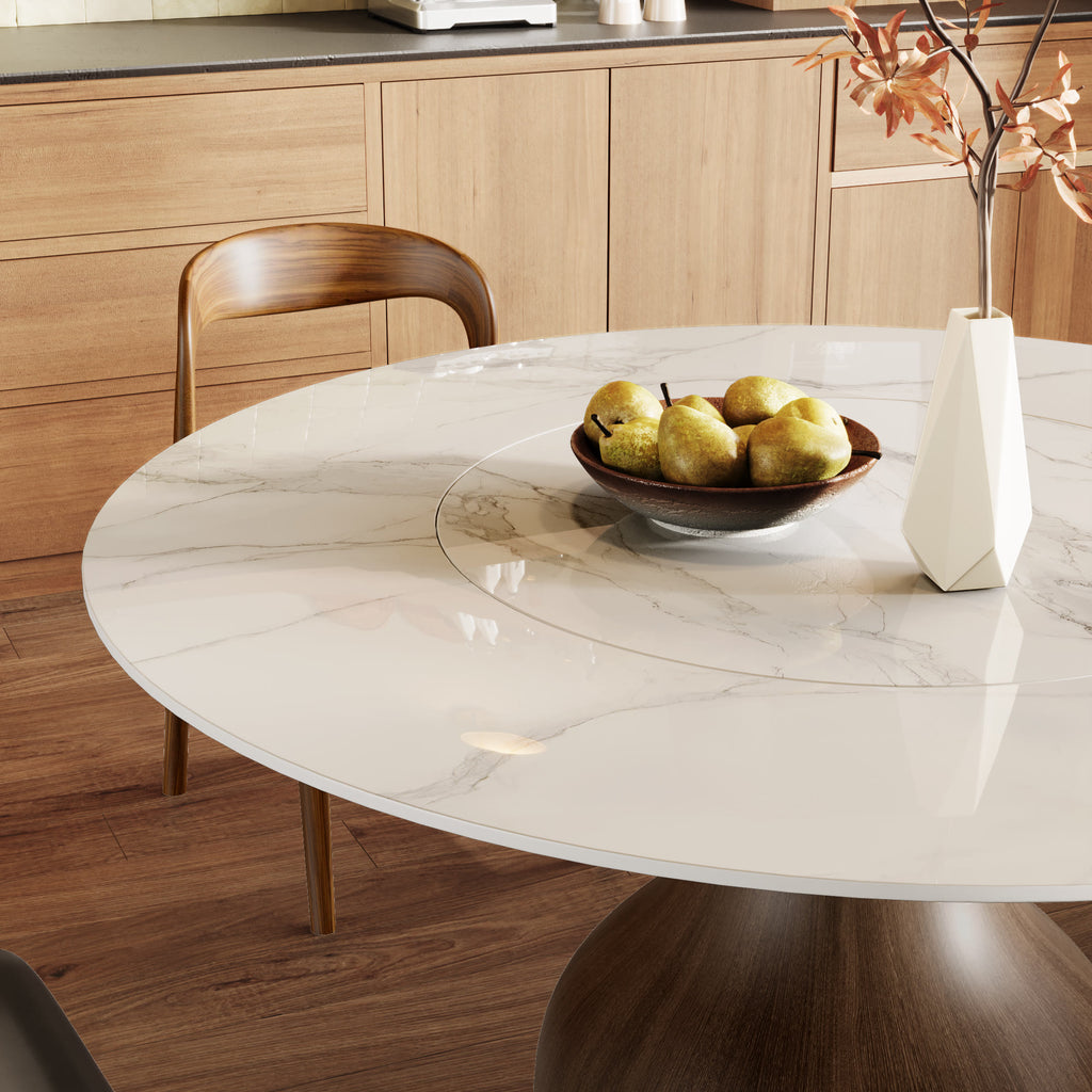 Hourglass-shaped Base Dining Table With Built-in Lazy Susan - image 17