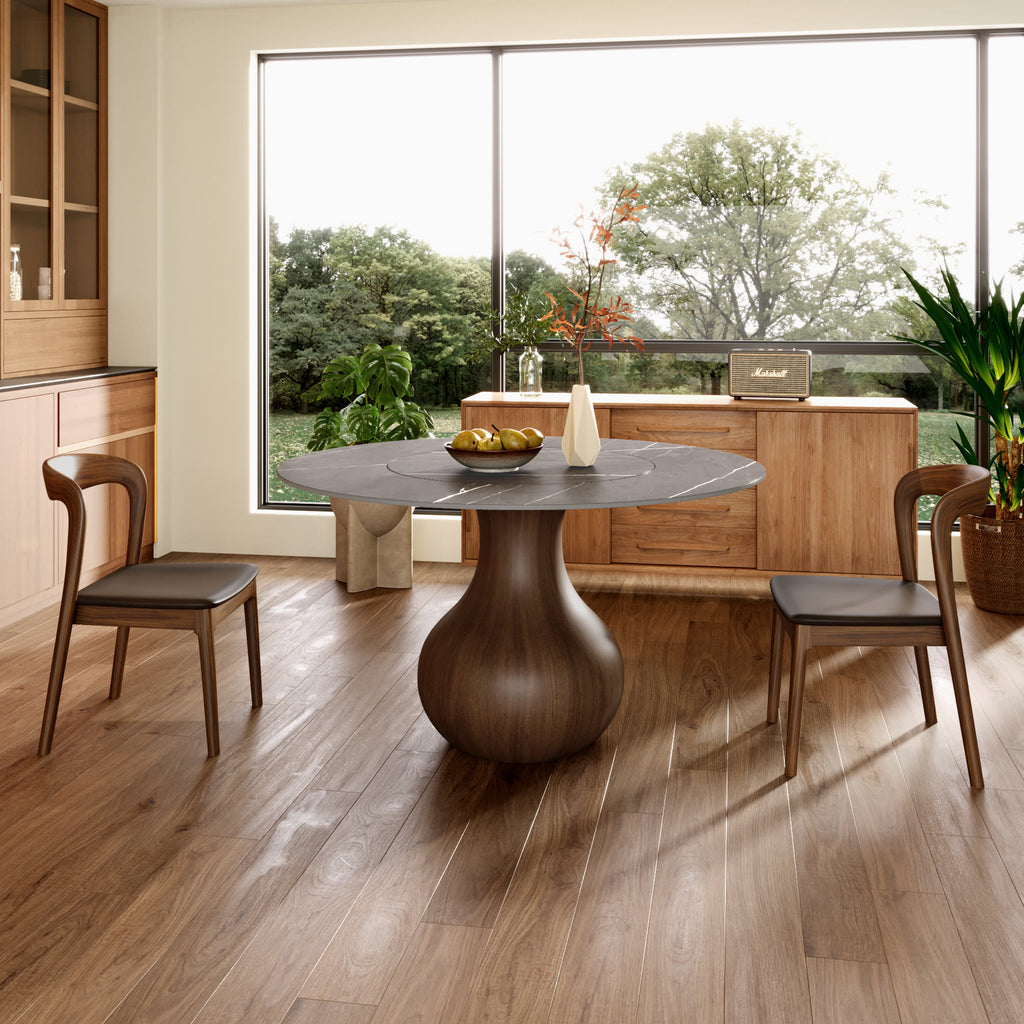 Hourglass-shaped Base Dining Table With Built-in Lazy Susan - image 1