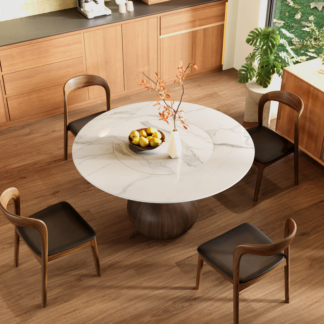 Hourglass-shaped Base Dining Table With Built-in Lazy Susan - image 14
