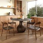 Hourglass-shaped Base Dining Table With Built-in Lazy Susan - 59"Light Grey - image 0