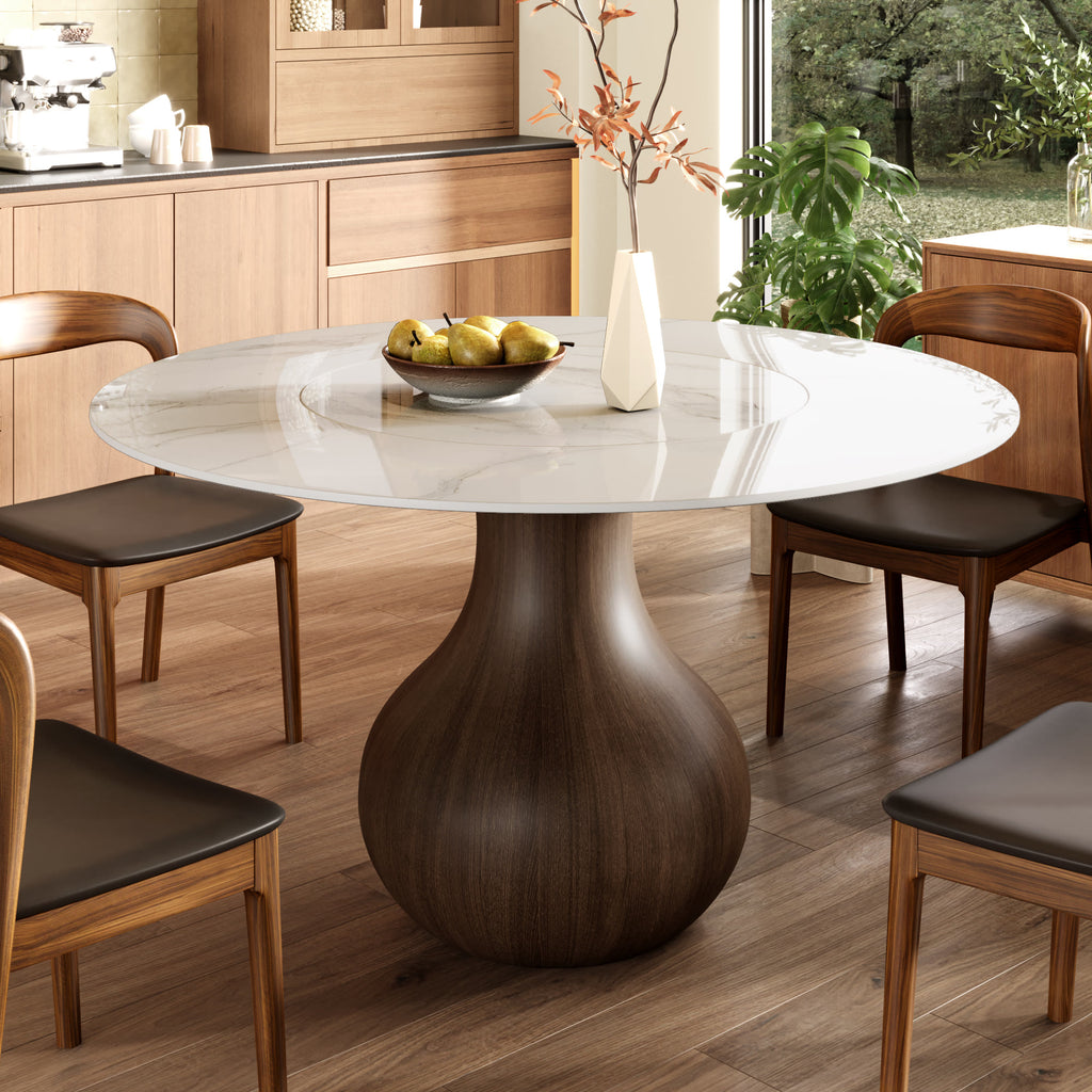 Hourglass-shaped Base Dining Table With Built-in Lazy Susan - image 15