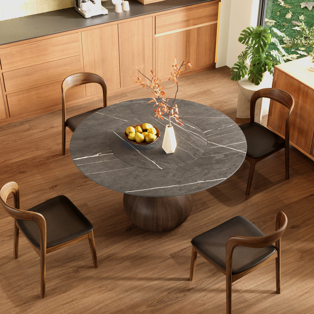 Hourglass-shaped Base Dining Table With Built-in Lazy Susan - image 2